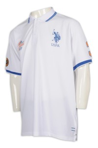 P1101 設計撞色袖口Polo恤 澳洲 馬術運動 Polo恤製衣廠    白色撞色藍色